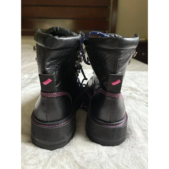 Larroudé Jordan Black Forest Moto Combat Leather Platform Hiker Boot Grunge Punk - Picture 5 of 8